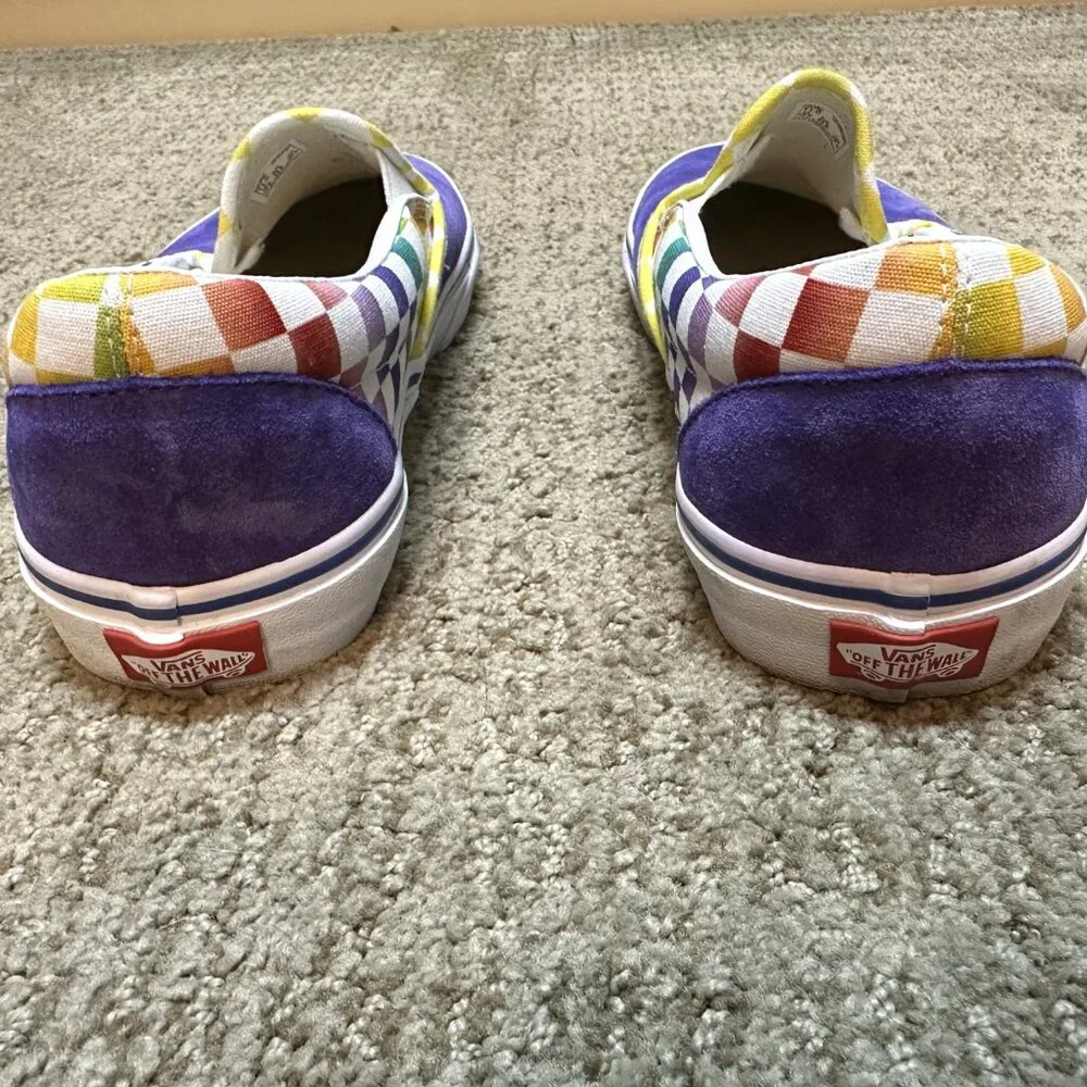 Vans - Purple Suede and Multi-Colored Checkerboard Slip On - Men's Size 11 - Picture 11 of 11
